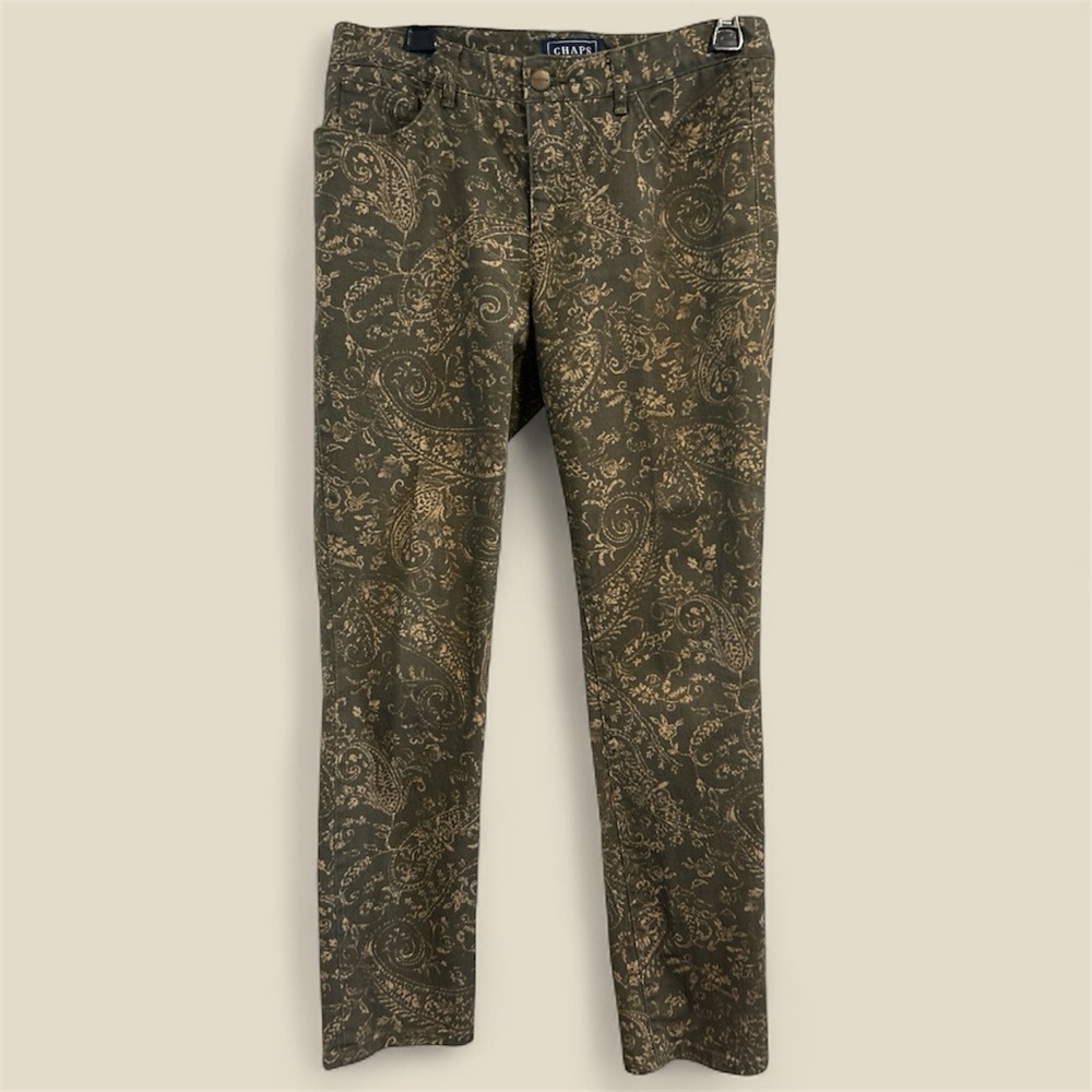Chaps Ladies Olive Paisley Jeans EUC